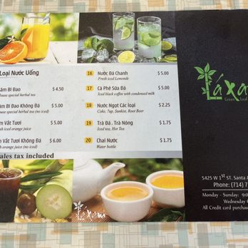 La Xanh - Beverage menu - Vietnamese Near Me - Santa Ana, California La Xanh - Beverage menu - Vietnamese Near Me - Santa Ana, California