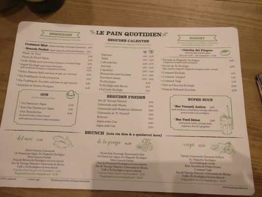 Menu photo 4 Le Pain Quotidien Barcelona, B Menu photo 4 Le Pain Quotidien Barcelona, B