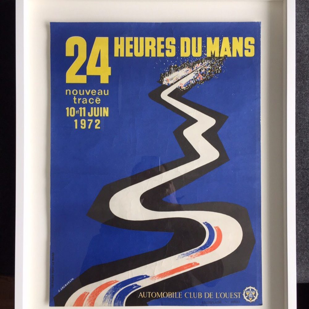 Original 1972 24hrs of Le Mans poster framed by KENT.