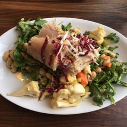 Olive Oil Poached Oregon Albacore, Marinated Cannellini Beans, Giardiniera, Arugula, Radicchio