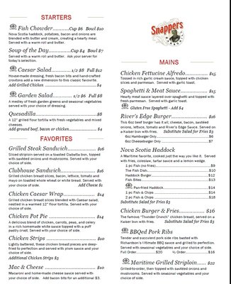 Menu photo 2 Snappers Bar & Grill Kennetcook, NS Menu photo 2 Snappers Bar & Grill Kennetcook, NS