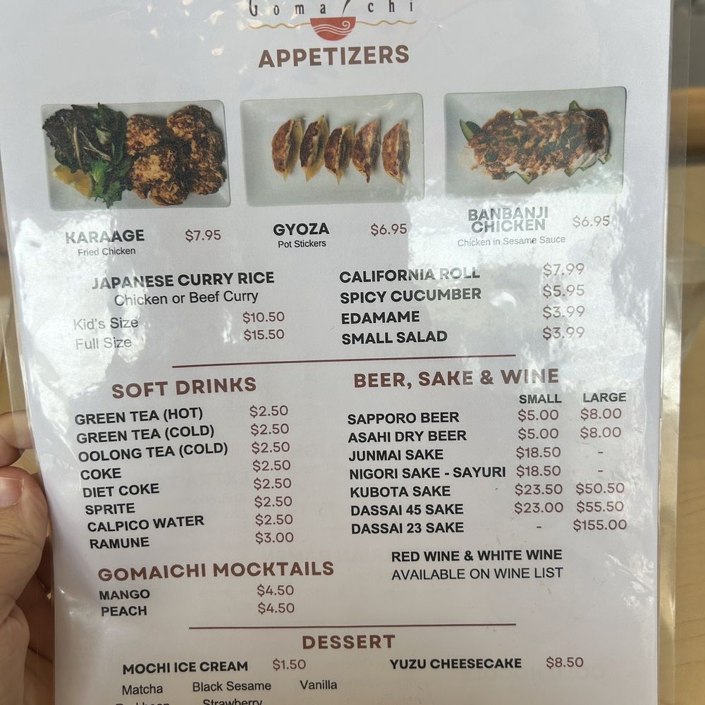 Gomaichi Ramen - Menu - Ramen Near Me - Redondo Beach, California Gomaichi Ramen - Menu - Ramen Near Me - Redondo Beach, California