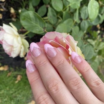 YAME Nails & Spa - Medium length acrylic full set! Heart shaped French tips in ballet pink - Nail Salons Near Me - Portland, Oregon YAME Nails & Spa - Medium length acrylic full set! Heart shaped French tips in ballet pink - Nail Salons Near Me - Portland, Oregon