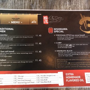 Nishikawa Ramen - Menu - Ramen Near Me - Phoenix, Arizona