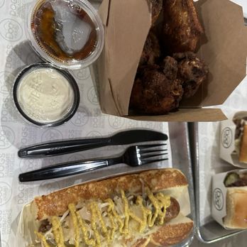 Dog Haus - Burnt chicken wings and undercooked bratwurst - Burgers Near Me - Chino Hills, California Dog Haus - Burnt chicken wings and undercooked bratwurst - Burgers Near Me - Chino Hills, California