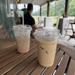 Forestry Coffee - BlackBerry honey iced latte and the strawberry mocha. So good.