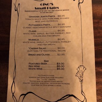 Gino's - Menu - Italian Near Me - Portland, Oregon Gino's - Menu - Italian Near Me - Portland, Oregon