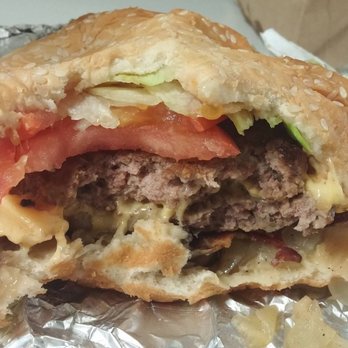 Five Guys - Soggy bacon cheeseburger with grilled mushrooms and onions. - Burgers Near Me - West Des Moines, Iowa Five Guys - Soggy bacon cheeseburger with grilled mushrooms and onions. - Burgers Near Me - West Des Moines, Iowa
