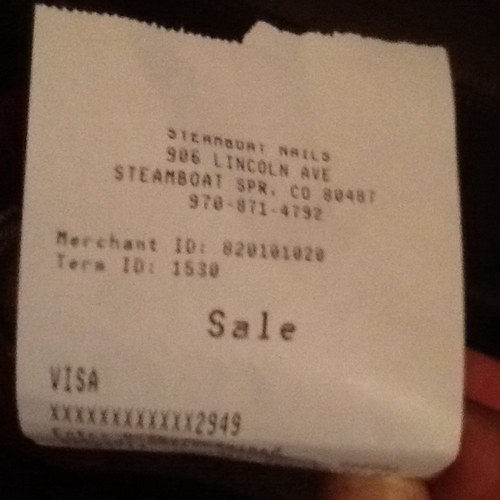 Steamboat Nails - Receipt for proof of purchase. - Nail Salons Near Me - Steamboat Springs, Colorado Steamboat Nails - Receipt for proof of purchase. - Nail Salons Near Me - Steamboat Springs, Colorado