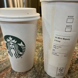 Starbucks - Mint Majesty-we ordered a venti they put a grande inside the venti cup and also cut the tea bags so tea leaves were all inside the drink.