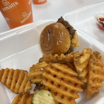 Smalls Sliders - Slider, waffle fries, and Medium drink. - Burgers Near Me - Bridgeton, Missouri