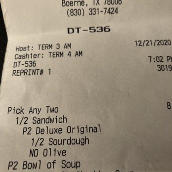 Schlotzsky's - Confirms "no olives" for order 12/21/20. - Pizza Near Me - Boerne, Texas