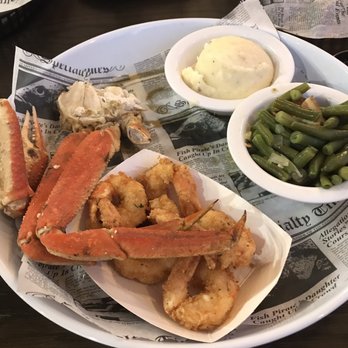 Crabby's Dockside - Bairdi crab, fried shrimp, mashed potatoes and green beans! - Seafood Near Me - Clearwater Beach, Florida