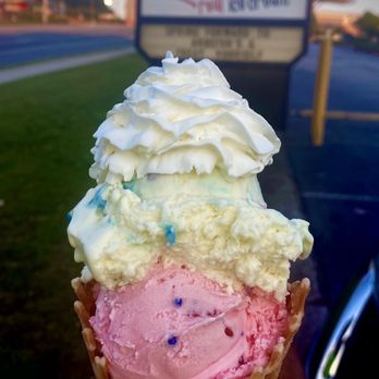 Bruster's Real Ice Cream - Waffle cone with cotton candy explosion and birthday cake topped with whipped cream - Ice Cream & Frozen Yogurt Near Me - Smyrna, Georgia Bruster's Real Ice Cream - Waffle cone with cotton candy explosion and birthday cake topped with whipped cream - Ice Cream & Frozen Yogurt Near Me - Smyrna, Georgia