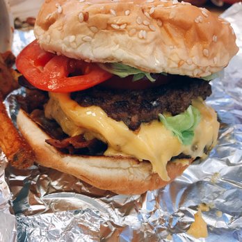Five Guys - Bacon cheese burger with the works - Burgers Near Me - Yonkers, New York