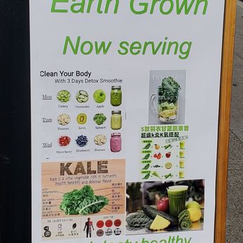 Earth Grown Drinks - Sign/menu - Juice Bars & Smoothies Near Me - Oakland, California Earth Grown Drinks - Sign/menu - Juice Bars & Smoothies Near Me - Oakland, California