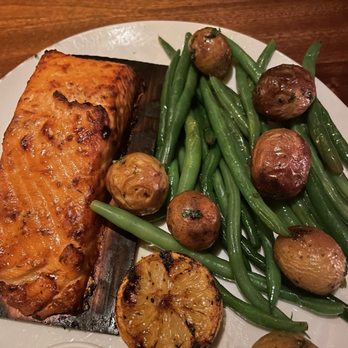 Seasons 52 - Cedar plank Salmon cooked perfect - New American Near Me - Sarasota, Florida