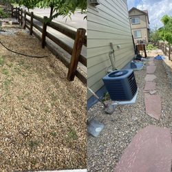 Watts Landscapes & Pools - Before and after a landscaping job of rock work and de-weeding.