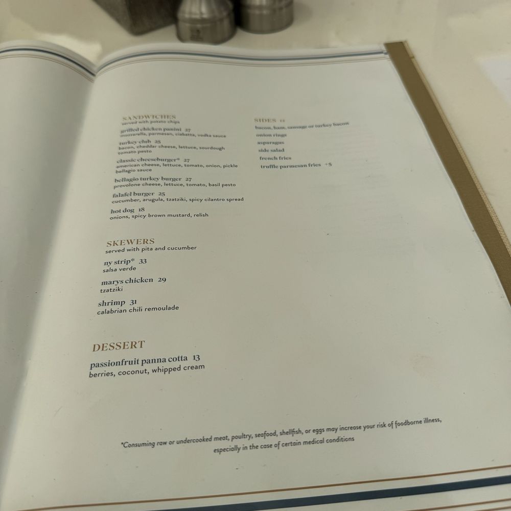 COMO Poolside Café & Bar - Menu - Cafes Near Me - Las Vegas, Nevada