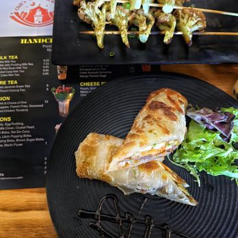 Chill’n Camp Tea & BBQ - Pancake wrap duck and shrimp skewers and cauliflower skewers. - Steakhouses Near Me - Indianapolis, Indiana Chill’n Camp Tea & BBQ - Pancake wrap duck and shrimp skewers and cauliflower skewers. - Steakhouses Near Me - Indianapolis, Indiana