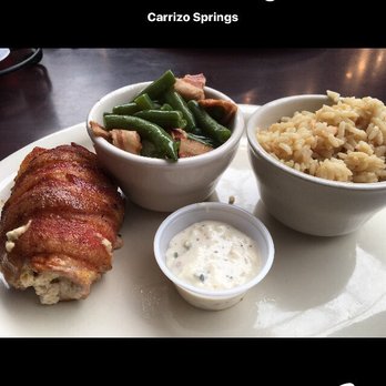5D Grill & Lounge - Bacon wrapped Chicken Breast, green beans with bacon & rice! It was the special of the day, iced tea included. - American Near Me - Carrizo Springs, Texas 5D Grill & Lounge - Bacon wrapped Chicken Breast, green beans with bacon & rice! It was the special of the day, iced tea included. - American Near Me - Carrizo Springs, Texas