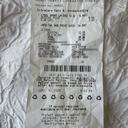 American Inn of Bethesda - My receipt for air fresheners and a towel to wrap myself in to sleep.