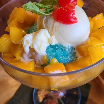 Torsap Thai Kitchen - Mango Sticky Rice. Blue colored rice was absolut delish, mangoes super sweet, the scoop of vanilla ice cream - Thai Near Me - Walnut Creek, California Torsap Thai Kitchen - Mango Sticky Rice. Blue colored rice was absolut delish, mangoes super sweet, the scoop of vanilla ice cream - Thai Near Me - Walnut Creek, California