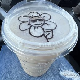 Chai tea with a flower, drawn by one of my favorite employees, that made me day! Chai tea with a flower, drawn by one of my favorite employees, that made me day!