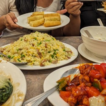 Congee Noodle King - fried rice, sweet and sour pork, congee + chinese dumplings, beef and vegetable chow mein - Chinese Near Me - Vancouver, British Columbia