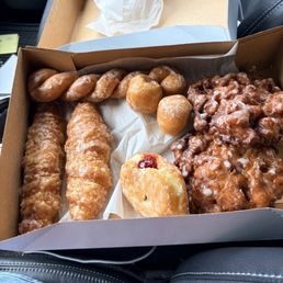 Apple fritters, glazed croissants, cinnamon twist, raspberry filled and a couple donut holes for the win! Apple fritters, glazed croissants, cinnamon twist, raspberry filled and a couple donut holes for the win!