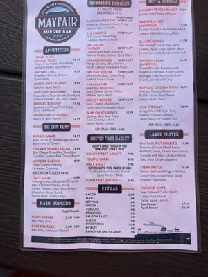 Menu photo 2 Mayfair Burger Bar Elberta, MI