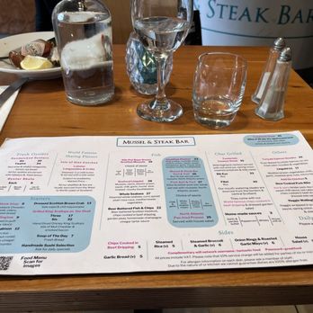 The Mussel and Steak Bar - Menu - Seafood Near Me - Edinburgh, EDH