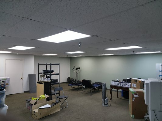 commercial LED lighting - customer asked to remove old fluorescent lighting and install new led flush mount dimmable lights commercial LED lighting - customer asked to remove old fluorescent lighting and install new led flush mount dimmable lights