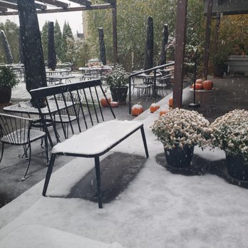 Chaps Coffee - Early snow in October.  We did not sit on the patio. - Bakeries Near Me - Spokane, Washington