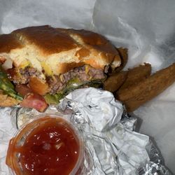 Burger with wedges