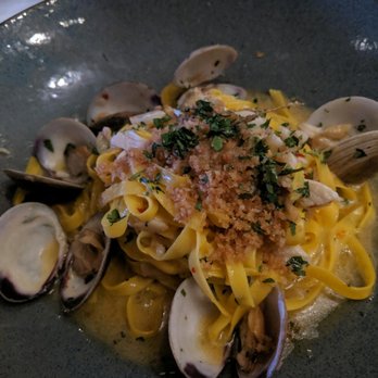 Spago - Hand made Linguine: Clams, King Crab, White Wine Butter Sauce, Lemon Crumbs - New American Near Me - Las Vegas, Nevada