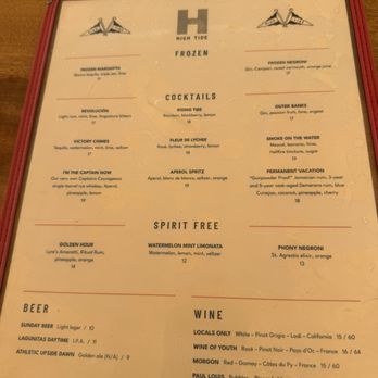 High Tide - Photo 6: Menu 1 of 2 - Cocktail Bars Near Me - Brooklyn, New York High Tide - Photo 6: Menu 1 of 2 - Cocktail Bars Near Me - Brooklyn, New York