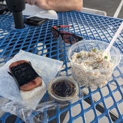 The Local Bite & Tropic Hunger - Spam musubi and a side of Mac salad