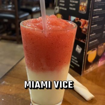 Los Hermanos Mexican Restaurant - Miami Vice.. to me it was to thick.. the pina colada on the bottom was good - Mexican Near Me - Terrell, Texas Los Hermanos Mexican Restaurant - Miami Vice.. to me it was to thick.. the pina colada on the bottom was good - Mexican Near Me - Terrell, Texas