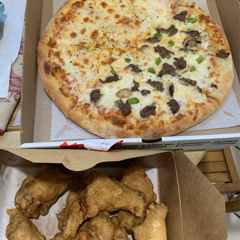 12" Half and Half Pizza  8pcs(Small) Fried Wings