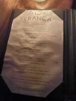 Menu photo 1 Bar Franca Los Angeles, CA Menu photo 1 Bar Franca Los Angeles, CA