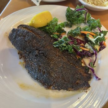 Sara J's - Blackened Grouper rice pilaf & bake potato. - Seafood Near Me - Garden City, South Carolina