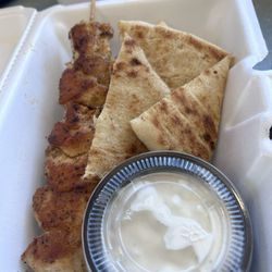 Greek on Wheels - Chicken Souvlaki with pita and tzatziki. This was perfect for a kid's meal.