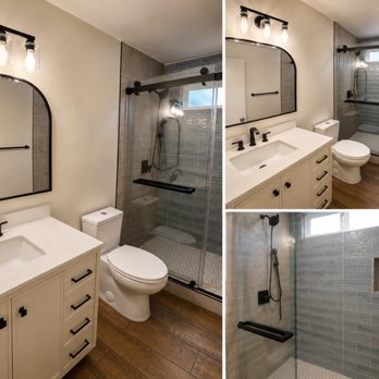 American General Builders - Beautiful bathroom transformation featuring a clean, modern design and quality craftsmanship. From the shower and tile work to the finishing - General Contractors Near Me American General Builders - Beautiful bathroom transformation featuring a clean, modern design and quality craftsmanship. From the shower and tile work to the finishing - General Contractors Near Me