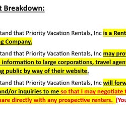 Priority Vacation Rental - Contract Breakdown PG 4