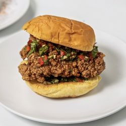 Trixie’s Chicken - Buttermilk brined chicken thigh sandwich with thai vinegar hot sauce