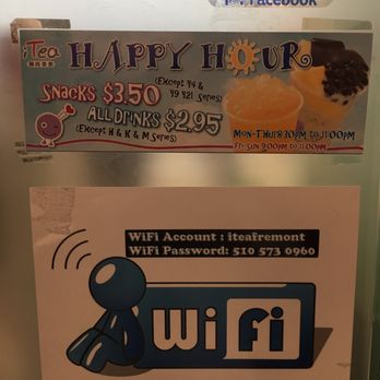 i-Tea - HH and wifi password 9/9/2017 - Bubble Tea Near Me - Fremont, California