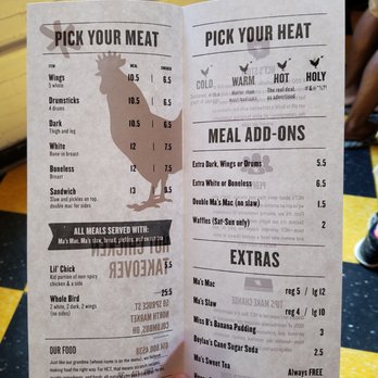 Hot Chicken Takeover - Menu (July 2016) - Southern Near Me - Columbus, Ohio