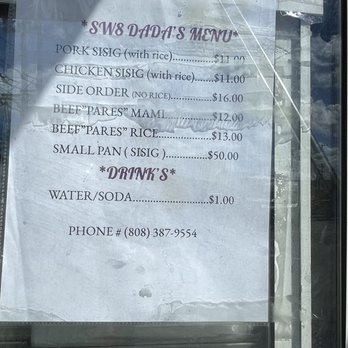Sw8 Dada's Sizzling Sisig - Menu - Food Trucks Near Me - Waipahu, Hawaii