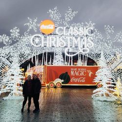 Toyota Field - A photo of my sister and me at the entrance of the Coca-Cola Classic Christmas :) !